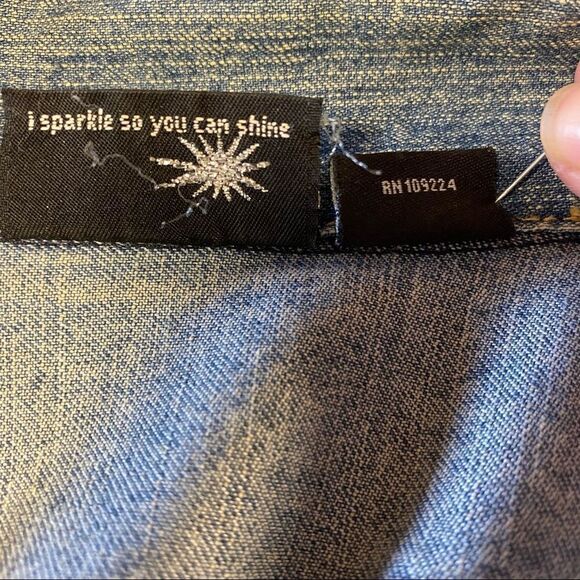 Sunburst by Morning Sun Embellished Blue Jean Jacket Size L - Picture 7 of 9